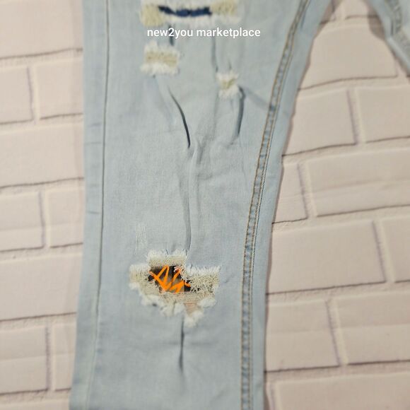 Men's Royal Spirit Denim Blue Jeans Size 36 New with tags ripped with patches - Picture 8 of 13